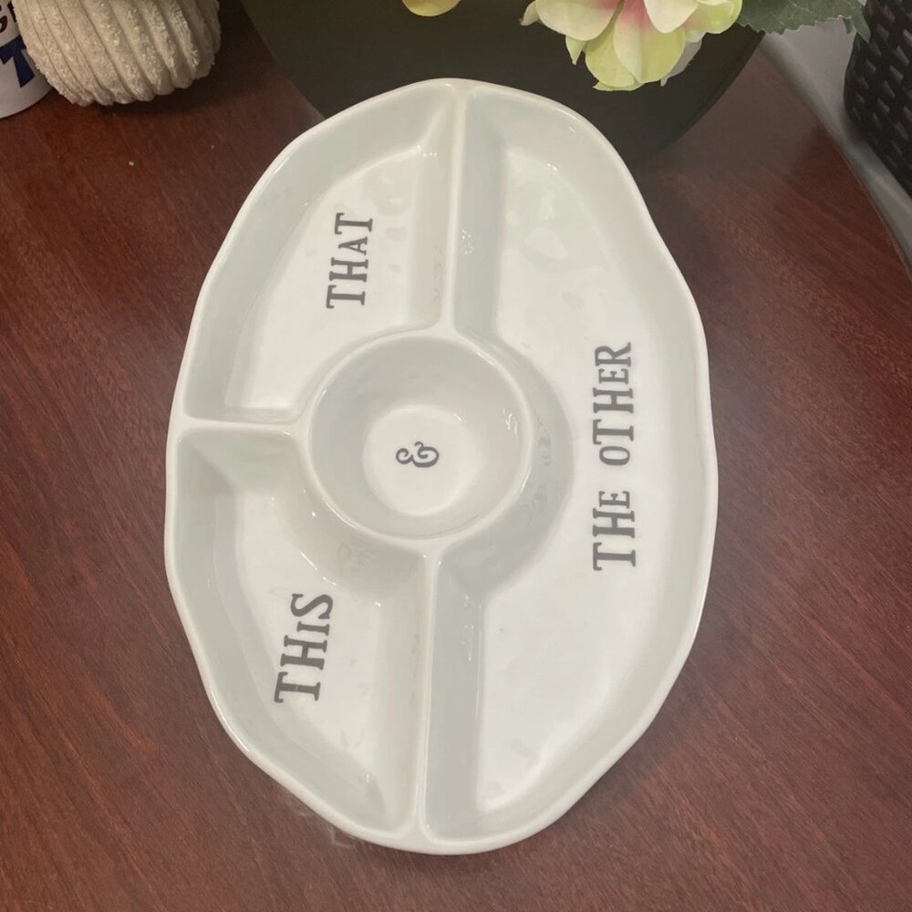 Brownlow Gifts Artisan Home Collection White Divided Serving Platter - Picture 4 of 4